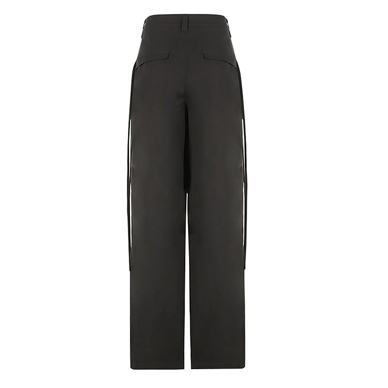 Женские однотонные брюки-карго, уличные спортивные брюки в стиле хип-хоп, повседневные широкие брюки на привязи