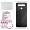 apgo Protective Skin Sticker for the Back Compatible with LG K41S, Wrap Film, Foil, Vinyl - Pattern Black Leather