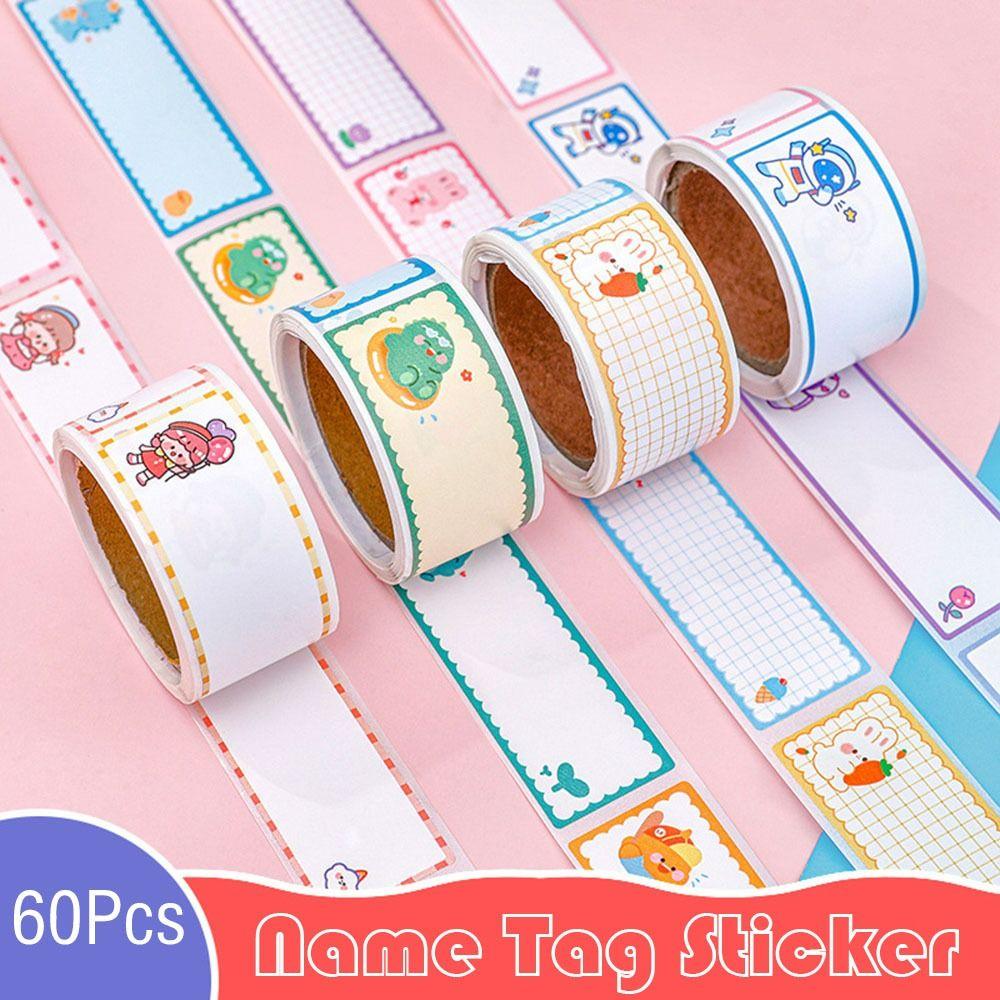 60Pcs/Roll Cartoon Name Sticker Self-adhesive Tag Sticker Portable Labels Sticker