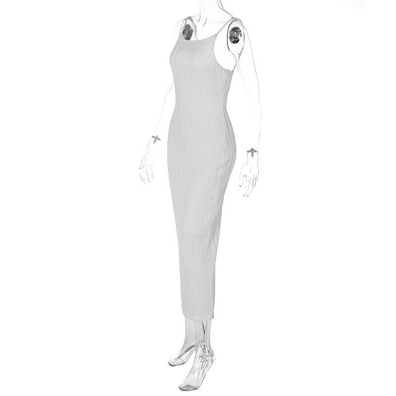 Женское длинное платье с драпировкой, без рукавов, облегающее, монохромное, для вечеринки, с разрезом сзади, клубная одежда, женские наряды, лето