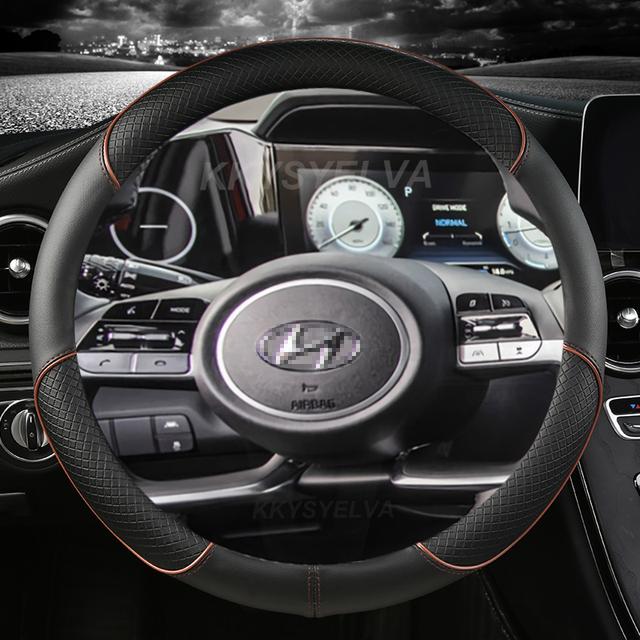 Чехол на руль автомобиля из искусственной кожи для Hyundai Tucson NX4 Elantra Sonata 10th, автоаксессуары