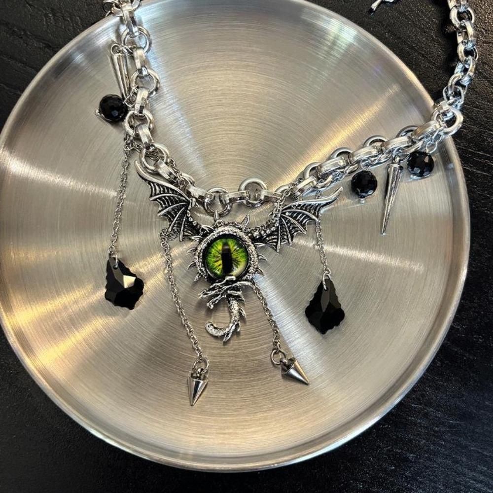 Wings Metal Chain Necklace Eye Punk Gothic Necklace Elegant Ghost Necklace Women  Gifts