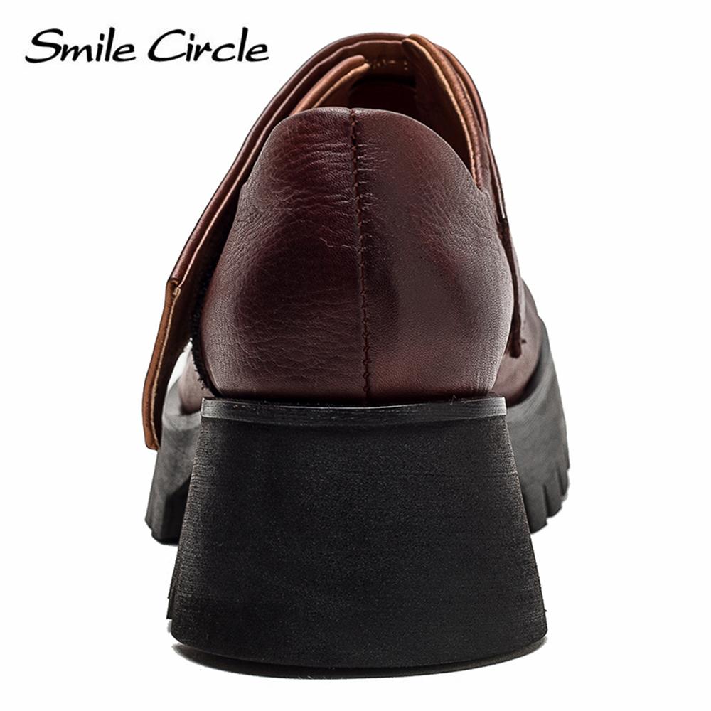 Женские туфли на плоской подошве из натуральной кожи, туфли на платформе с квадратным носком, низкие туфли, модные повседневные туфли на толстой подошве