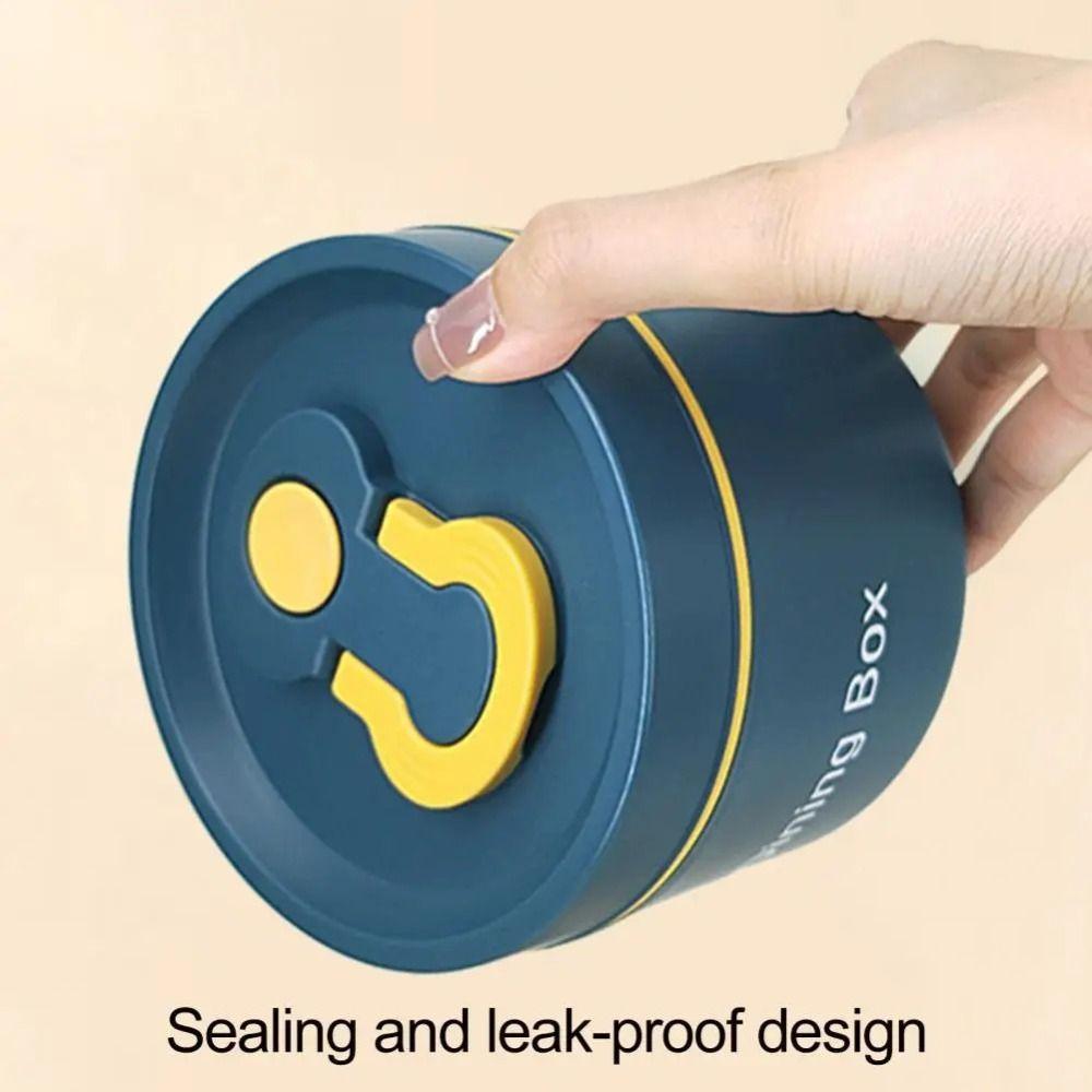 Round Thermal Lunch Box Stainless Steel Dining Box Insulated Food Container School Picnic