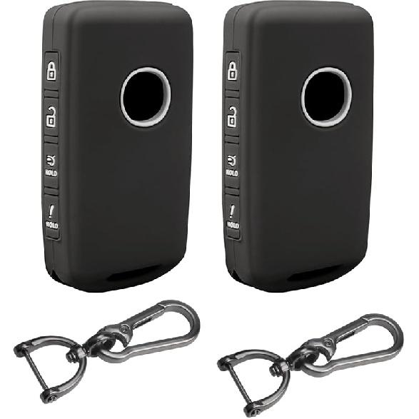2Pcs 4 Buttons Silicone Rubber Key Fob Cover Compatible With 2025 2024 Mazda 3 6 CX-3 CX-5 CX-9 CX-30 CX-50 CX-90 MX-5 Miata MX-30 EV Carbon Fiber