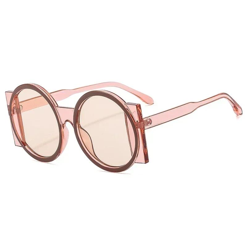 Новые круглые солнцезащитные очки женские мужские крутые брендовые дизайнерские цветные солнцезащитные очки женские мужские большая оправа для улицы