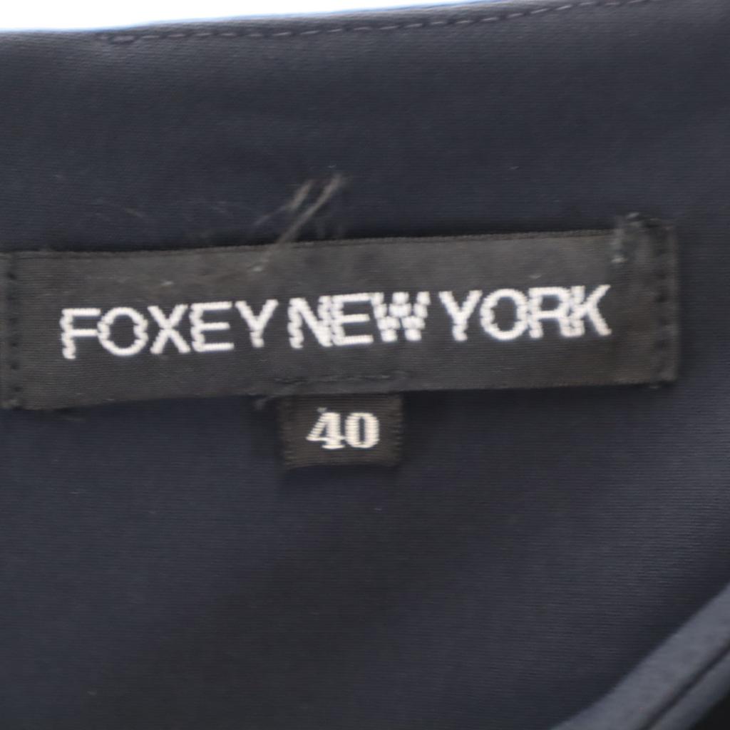 FOXEY NEW YORK Made In Japan Midi Length Wrap Skirt 40 Dark Blue Women Used
