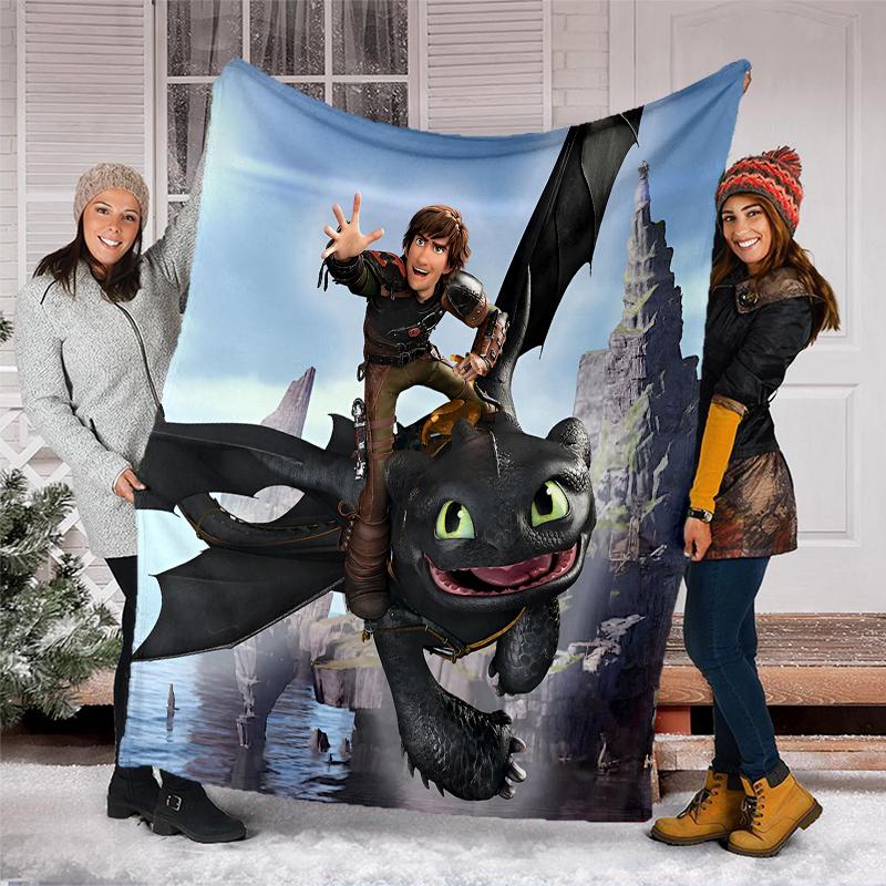 Dragon Theme Printed Blanket Perfect For Couch Bed Travel Outdoor Use Machine Washable Cozy Durable
