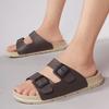 Fashion Summer Men's Casual Slippers Simple Solid Color Buckle Plastic Slip-On Flats Couples Adjustable Slippers Outdoor Sandals