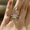 Luxurious Square Zircon Simple and High-end Sparkling White Women's Elegant Daily Engagement Ring