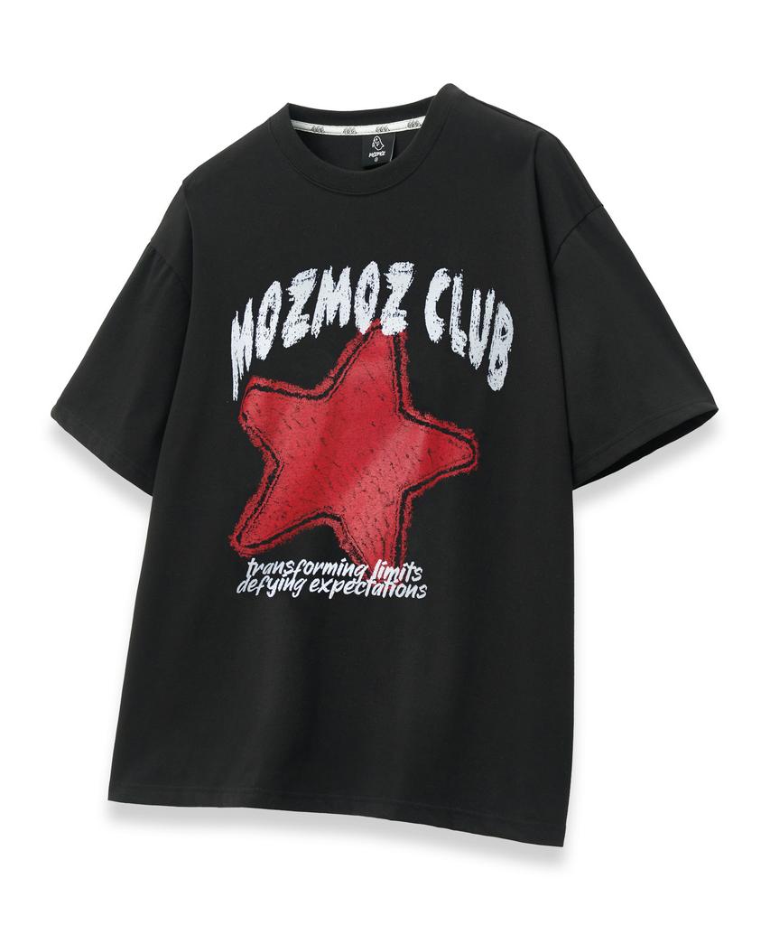 MOZMOZ Футболка оверсайз с коротким рукавом Звезда-карандаш Черная