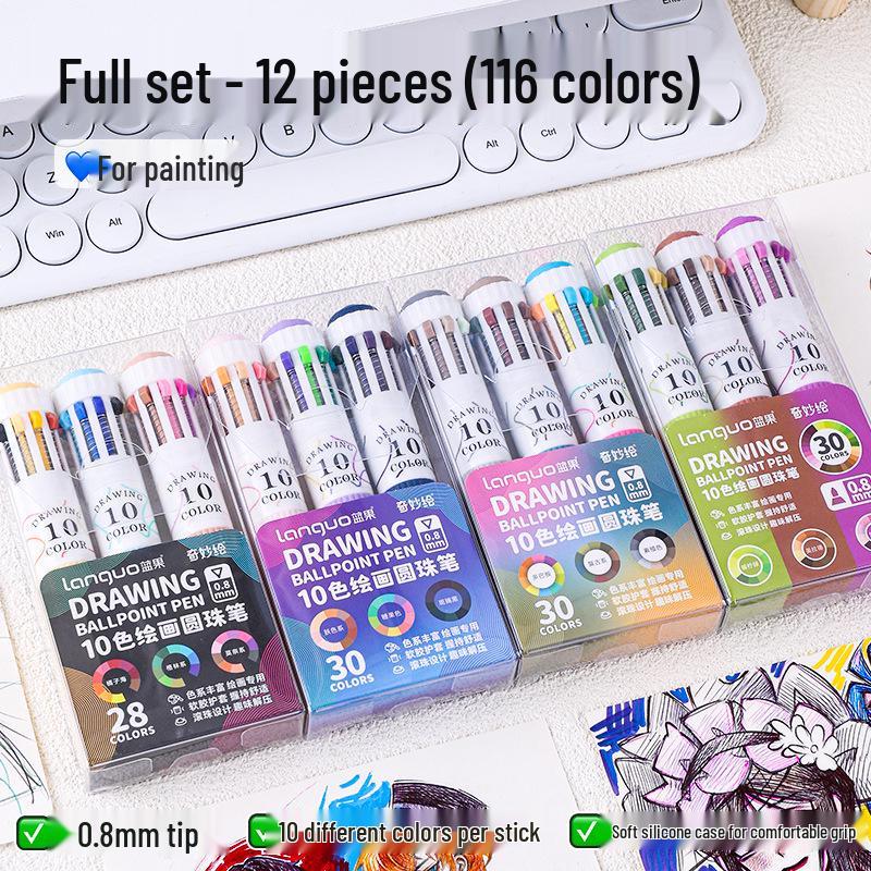 Набор 60-цветных многоцветных шариковых ручек с нажимным механизмом Blue Fruit – Десятицветная многофункциональная ручка для журнала «все в одном».