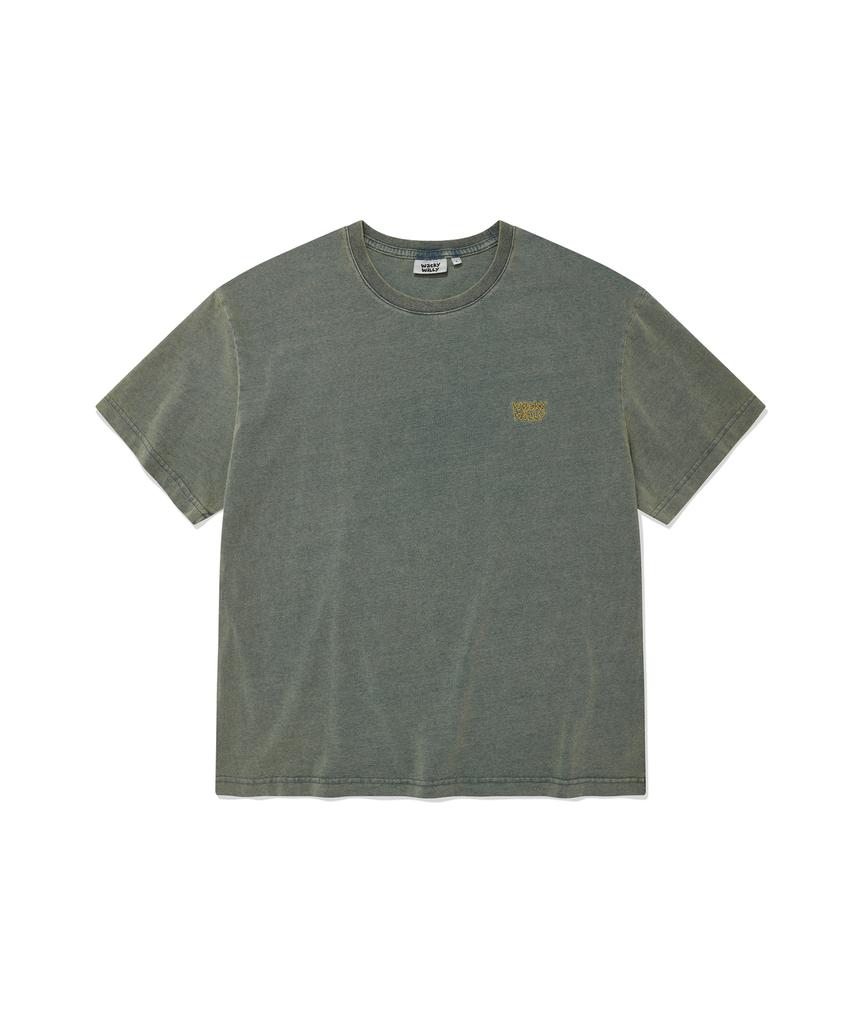 WACKY WILLY Denim-Like Small Logo Short Sleeve T-Shirt Yellow