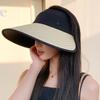 Straw Braid UV Folding Duckbill Cap – Women's Summer Sun Hat, Sunscreen & Versatile, Highlights Small Face with Open Top Design
