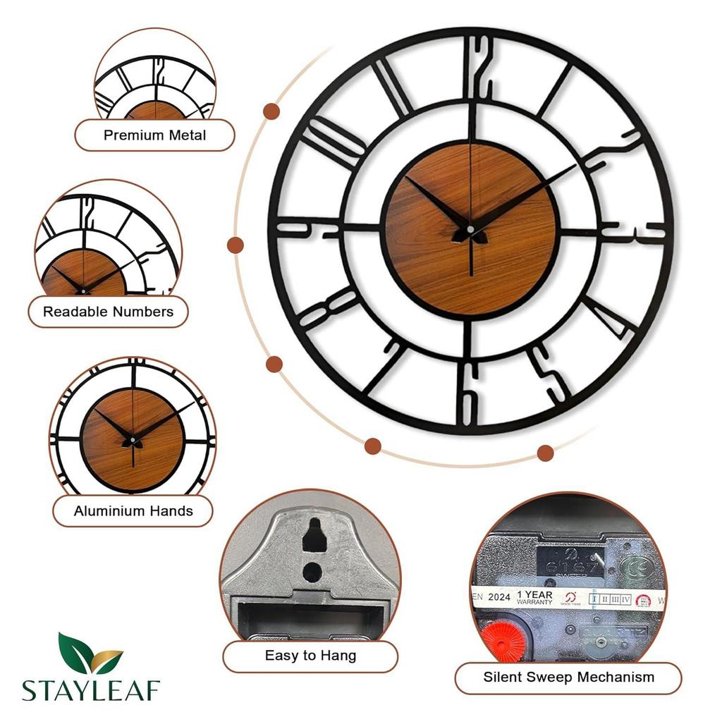 50 Cm / Metal Wall Clock for Living Room Stylish Latest | Fancy Big Size Wall Watch for Hall, Bedroom, Kitchen, Drawing Room