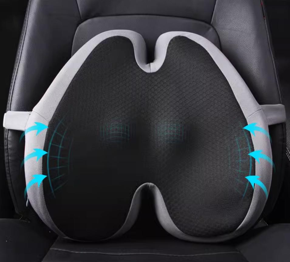 Memory Foam Seat Cushion Waist Back Support Pillow Set Orthopedic Ergonomic Coccyx Relief Hip Lumbar Pad for Office Chair Car