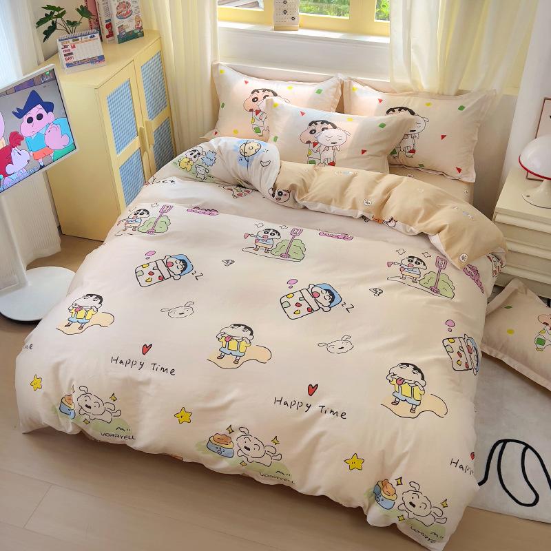 C-Crayon Shin-Chan Bedding Set Pillowcase 2/3/Pcs Boy Girl Shin-Chan Duvet Cover Adult Children Gift Single Double Large Size