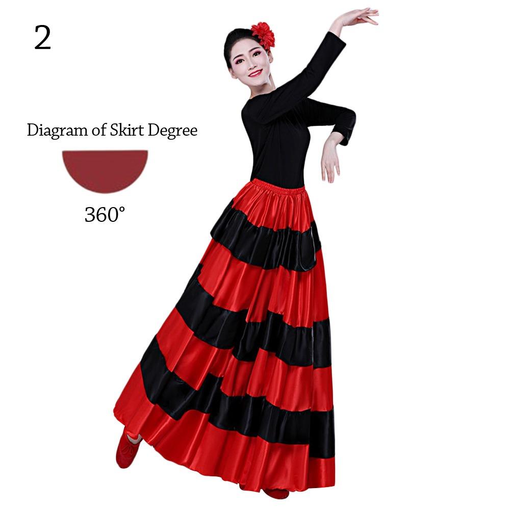 Большая юбка-солнце испанская фламенко гладкая большая юбка-солнце модное танцевальное платье для танца пасодобль для женщин