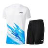 Ли Нин Серия для бадминтона Быстросохнущие Дышащие Тренировочные Соревновательные Короткий рукав Шорты Повседневный Спортивный Комплект Унисекс спортивный комплект AATV099-1