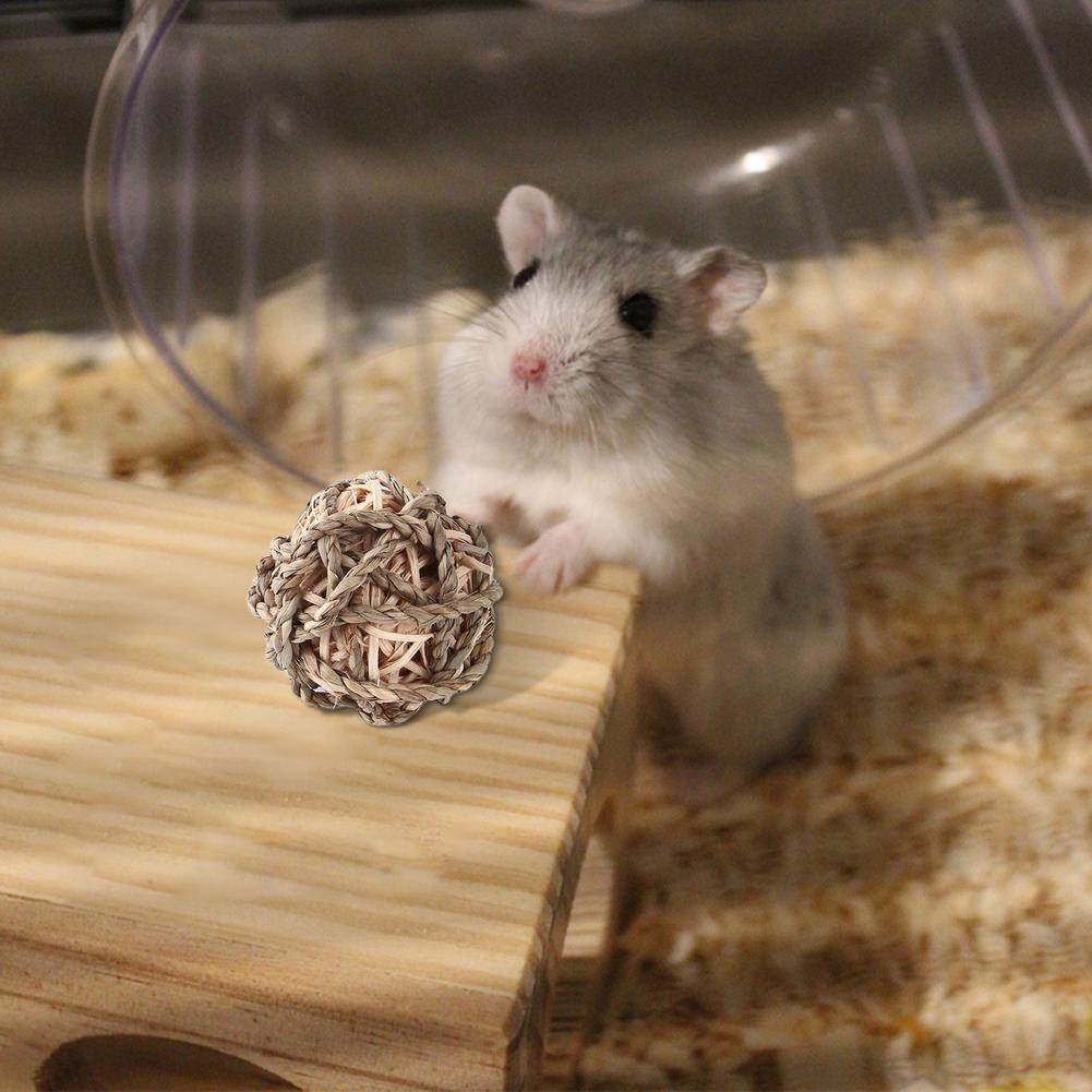 Wooden Hamster  Toy  Grass  Ball  Set Bite-resistant Molar Cleaning Tooth Toys Interactive Games Props Pet Supplies For Rabbit Guinea Pig