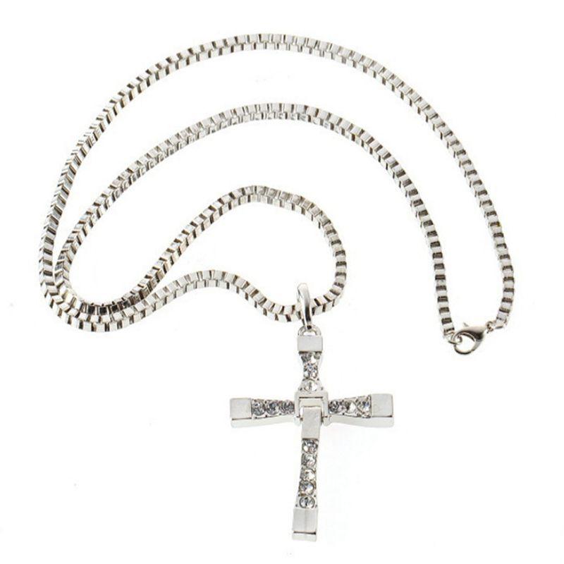 Inlaid Zirconia Cross Necklace For Men, Trendy And Personalized Fashion Accessory Gift