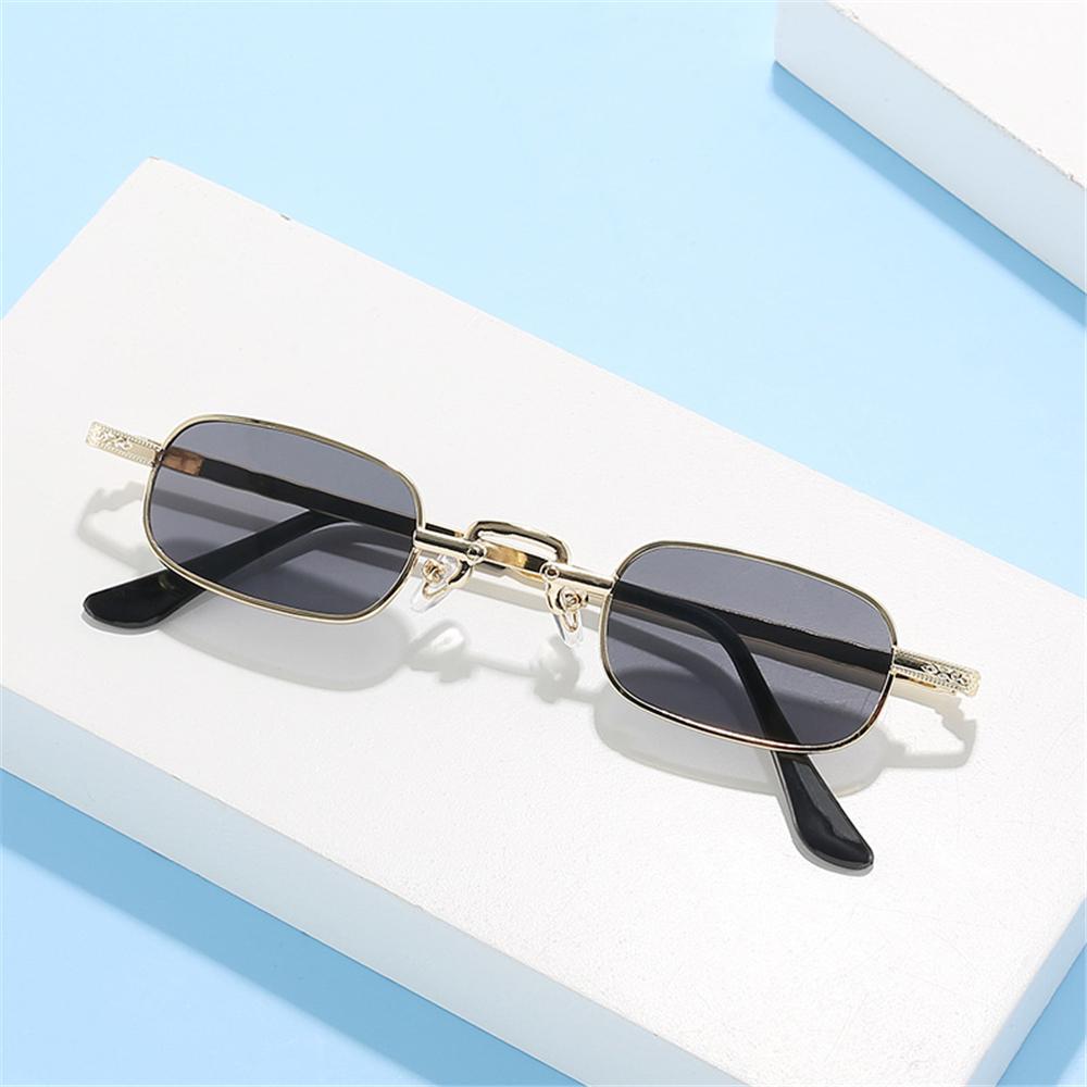 Women Travel Metal Frame Shades UV400 Protection Small Rectangle Sunglasses Punk Sun Glasses