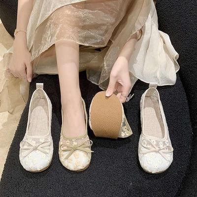 Женские сетчатые туфли Mori Doudou женские летние новые на плоской подошве с мелким вырезом на одном ходу ленивые туфли дышащие удобные универсальные одинарные туфли