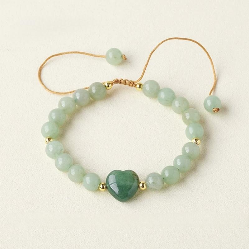 Bohemian Style 6mm Natural Amethyst Rose Quartz Heart Bead Braided Bracelet Trendy Charm Bracelets for Anniversary Present
