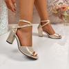 Новые женские летние босоножки с открытым носком, однотонные, на высоком каблуке, с ремешком на щиколотке, на толстом каблуке