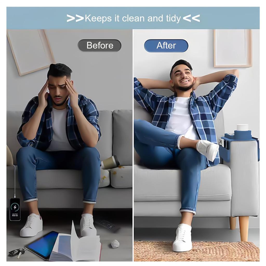 Силиконовый подстаканник для дивана, Непроливающийся, Нескользящий подлокотник для дивана, Грязеотталкивающий силиконовый подлокотник для дивана, Многофункциональный съемный органайзер для закусок и напитков