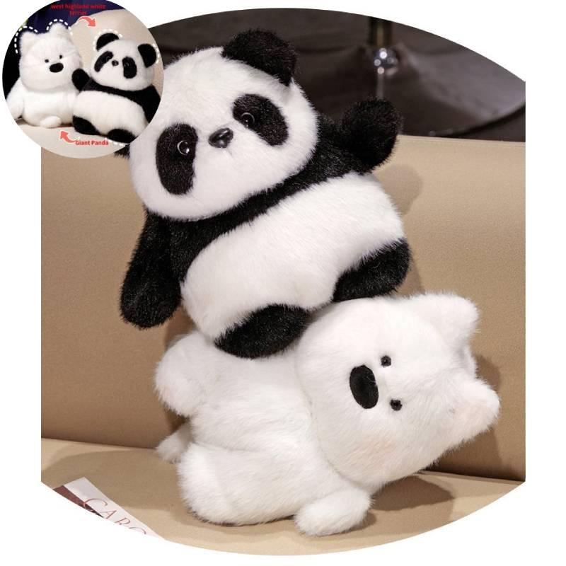 Adorable Reversible West Highland White Terrier Panda Plush Toy For Kids Birthday Gifts