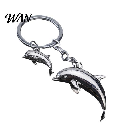 Keychain Charm Pendant Zinc Alloy Dolphin Design Key Chain Easy to Hang Electroplated Metal Ring Backpack Car Accessory