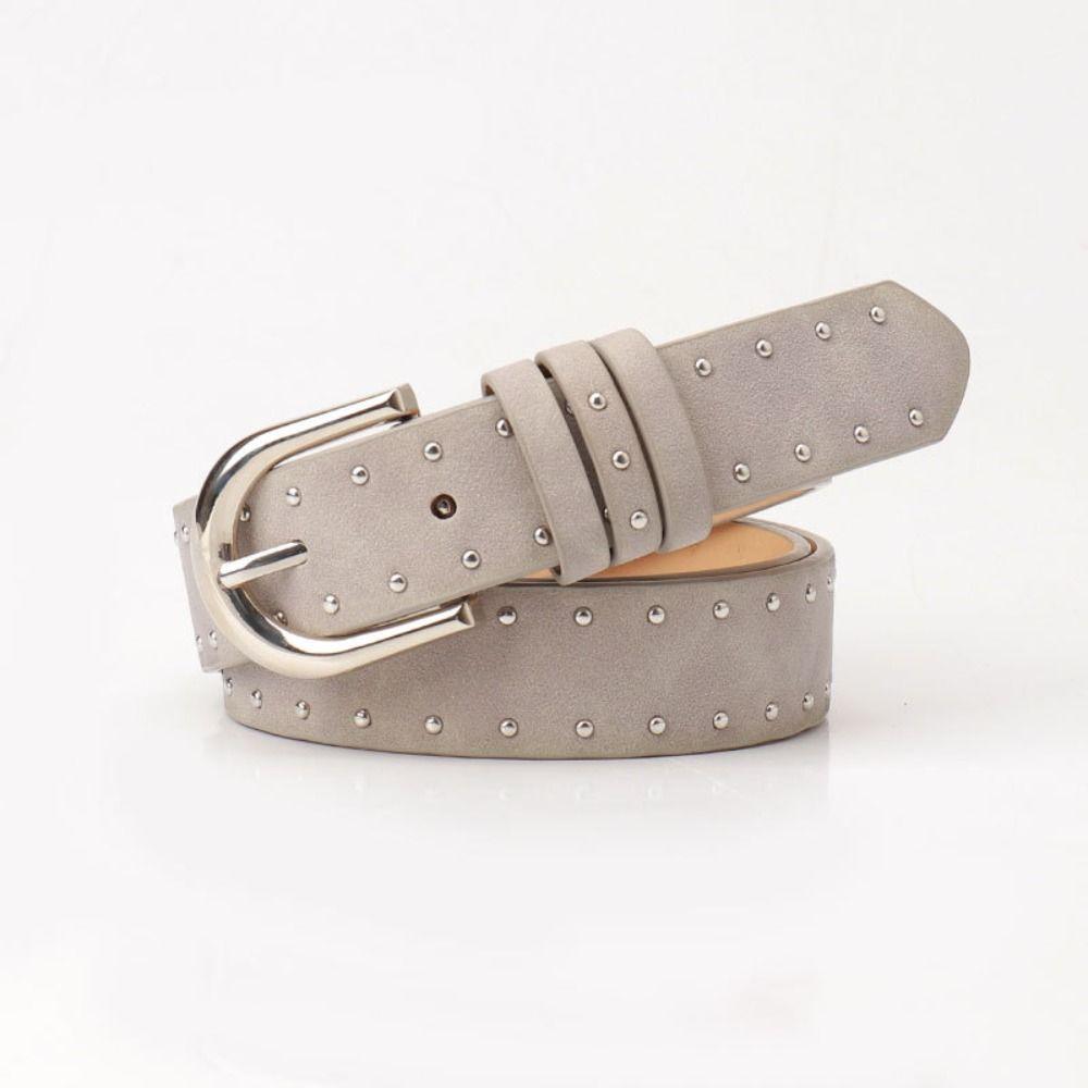 Rivet Leather Waistband Retro Western Cowboy Belt Adjustable Women Wide Belt Men