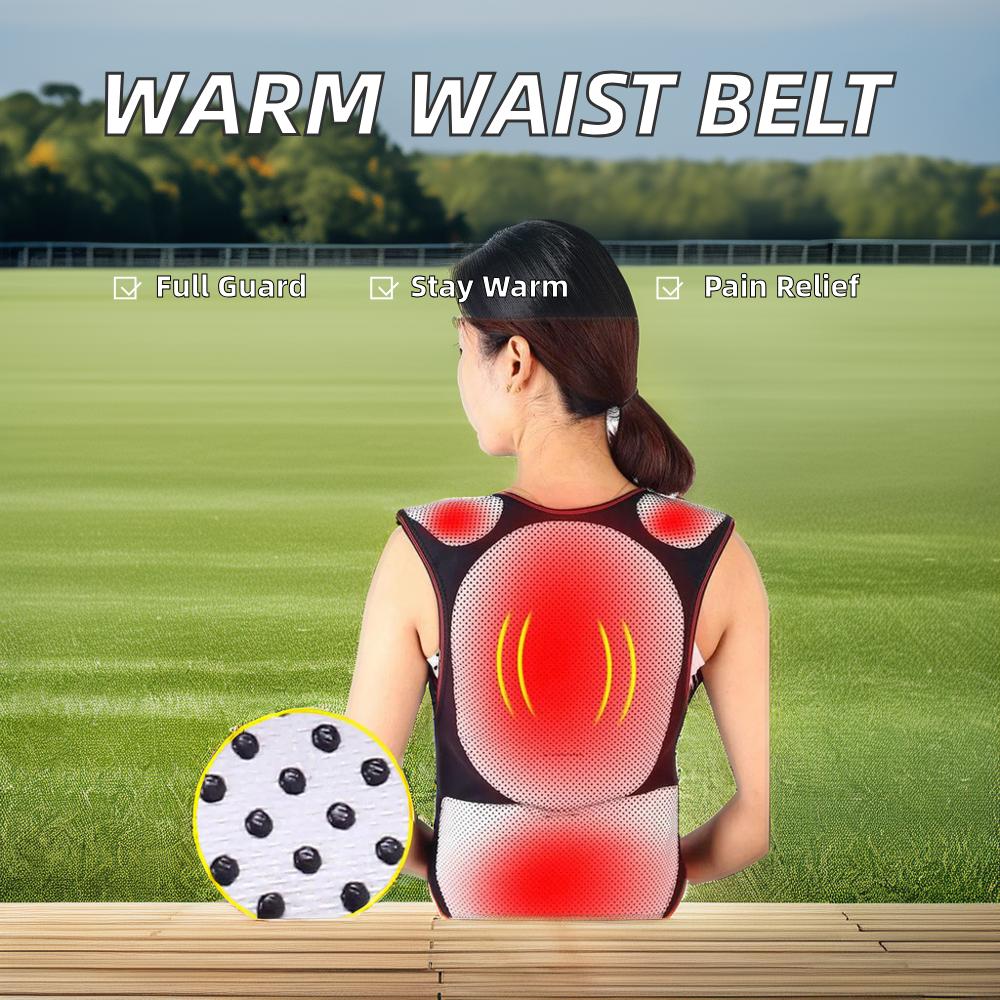 Flexible Self-Heating Lumbar Brace with Warm Shoulder Pads Posture Corrector Magnetic Therapy Waist Support Belt for Pain Relief