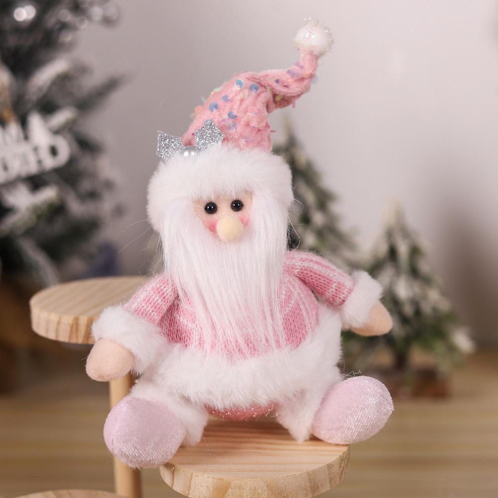 Sitting Knitted Elk Snowman Doll Realistic Christmas Pink Doll Decorations Kids Birthday Christmas