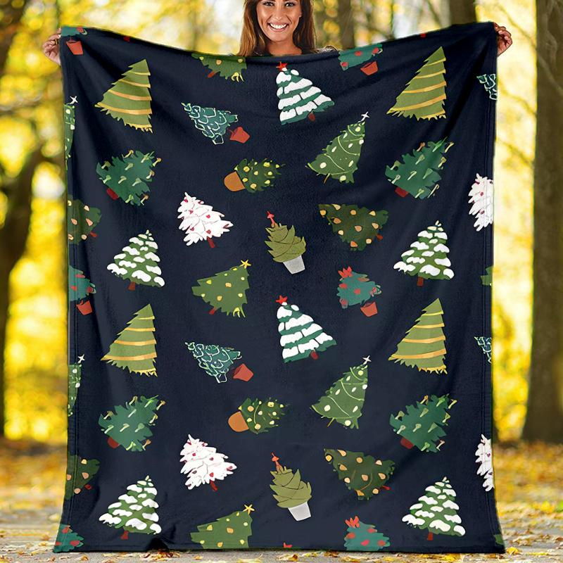 Christmas tree Theme Printed Blanket - Perfect for Couch, Bed, Travel & Outdoor Use | Machine Washable, Cozy & Durable.