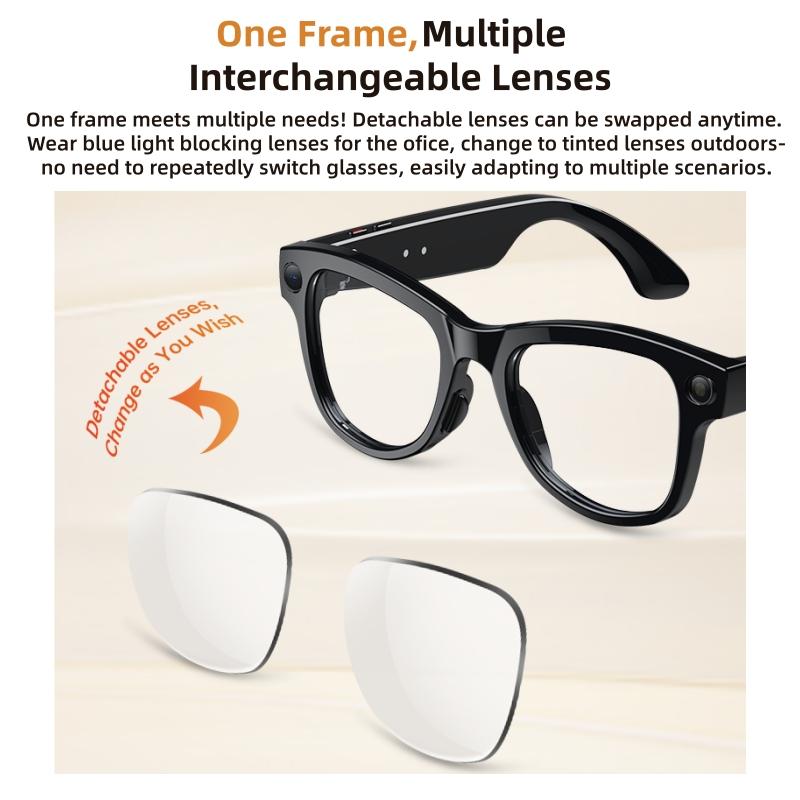 Умные очки M02 Ultra: 8-мегапиксельная камера, Чехол с функцией обратной зарядки, Распознавание объектов по WiFi, Перевод в реальном времени от ChatGPT, Голосовой помощник на базе ИИ