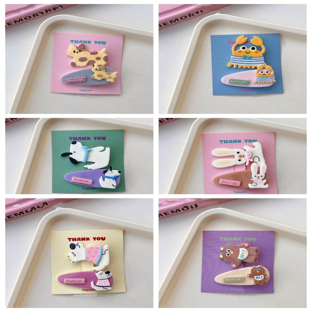 Kawaii Bear BB Clip Candy Color Cute Barrettes Set Funny Cartoon Mini Hair Clip Kids