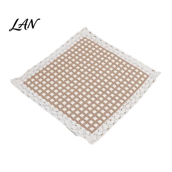 Durable Kitchen Chair Pad Cotton Linen with Ties, Square Summer Seat Lace Breathable Office Mat Trim, 15.75" x Washable for Dining Solid Wood