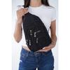 Unisex Black Cross Strap Chest Bag, Multi-compartment Daily Shoulder Bag, Bodybag