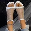 Fashion Women's New Luxury Brand Round Toe Flat Bottom Sandals Hollow Short Boots Water Diamond Sexy Sandals