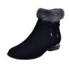 Suede matte leather small short boots round head middle heel fleece low-top autumn and winter fluffy cotton boots temperament fluffy low-heeled women