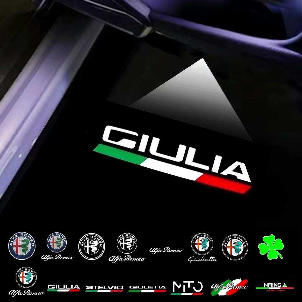 LUBTW1 2X LED Car Door Emblem Ghost Courtesy Light Logo Projector Accessories For Alfa Romeo Giulia 2017 2018 2019 2021 2020 2022 2023