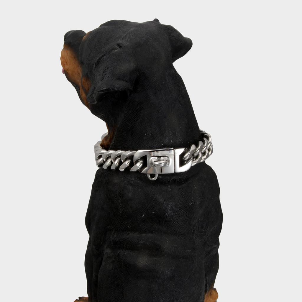 Золотая цепочка-колье для собак из нержавеющей стали, 15 мм, толстое кубинское звено для ошейника для собак Pitbull, ошейники для домашних животных, чихуахуа, Correa Perro