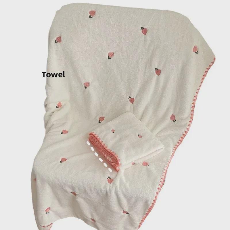 Ins Style Quick-Dry Bath Towel Set: Cute, Water-Absorbent, Thick Towels for Student Dorms - Unisex, Two-Piece