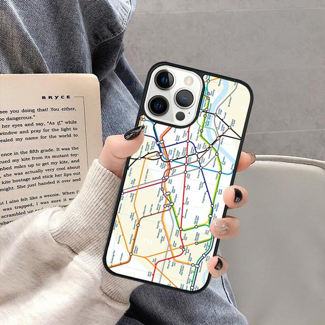 Чехол для телефона с картой лондонского метро для iPhone 17 Air 16 16e 15 13 14 11 12 Pro Max Plus coque fundas Shell