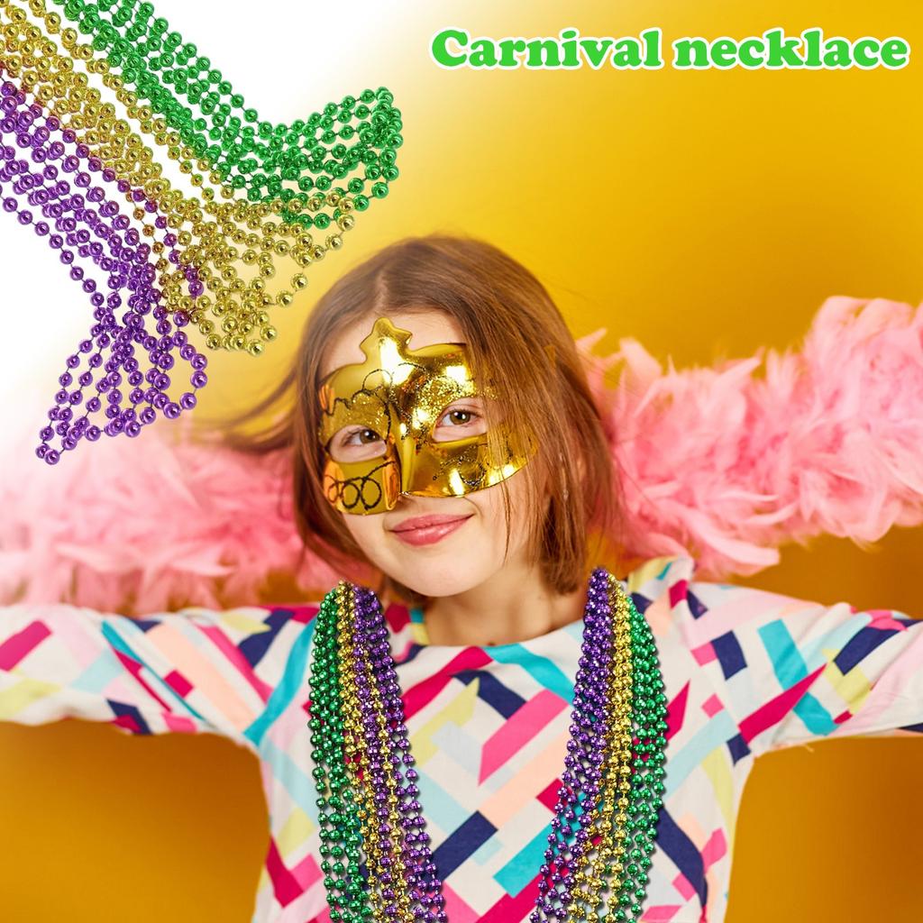 Decorations Bead Necklaces Set - Green Purple Gold Beads - Ideal Party Decorations For Women. For Throws