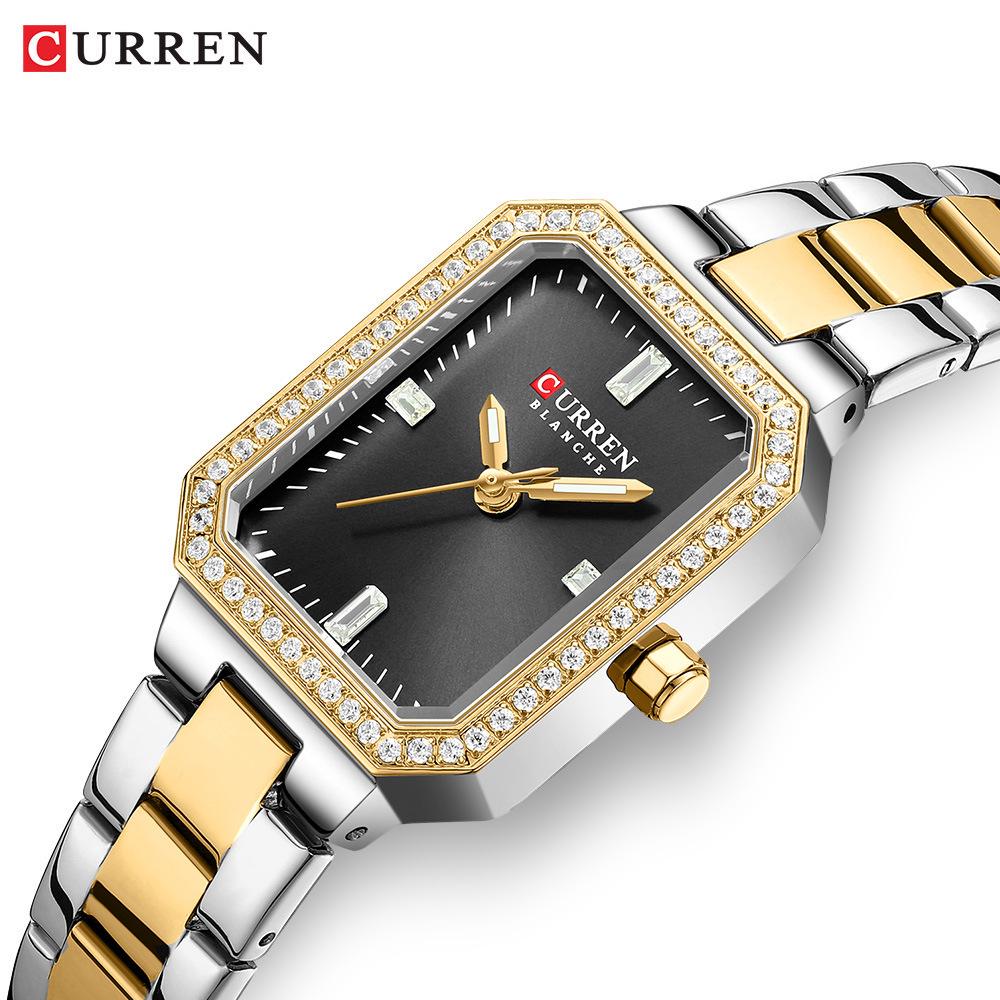 Женские модные кварцевые часы Curren 9102 с стальным ремешком