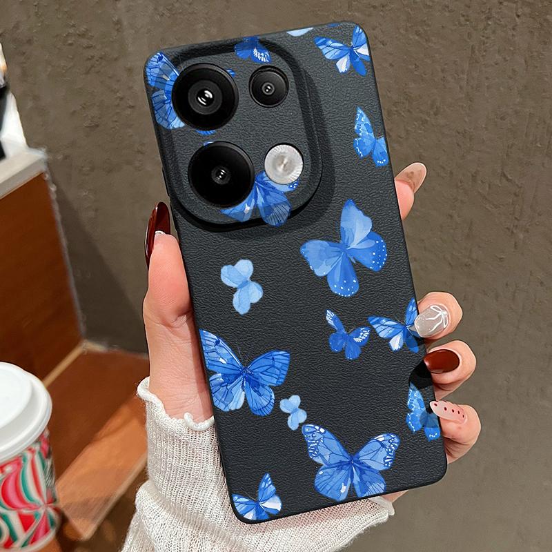 Мягкий силиконовый чехол с рисунком бабочки для Xiaomi 13t Poco X6 M6 Pro Redmi Note 14 13 12 11 10 Pro, противоударный кожаный текстурный однотонный чехол