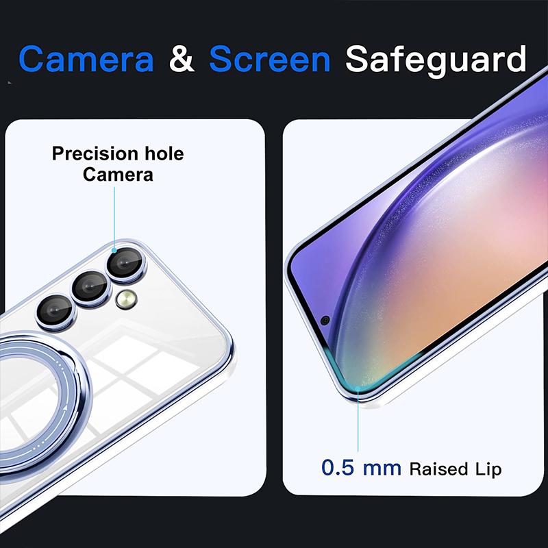 Чехол для телефона Samsung Galaxy A16 A06 A55 A35 A25 A15 A05S Прозрачный чехол из ТПУ с тонким противоударным покрытием и вращающейся на 360° подставкой